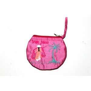 Satin Coin Purse Jewelry Organizer Small Embroidered Viet Nam Woman's  5" x 4"